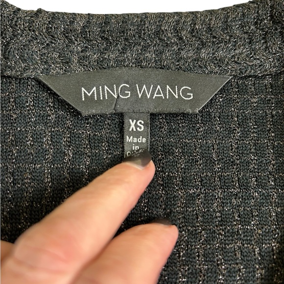 MING WANG Knit Jacket Black Rhinestone Metallic XS Cocktail Glam Embellished - Picture 3 of 15